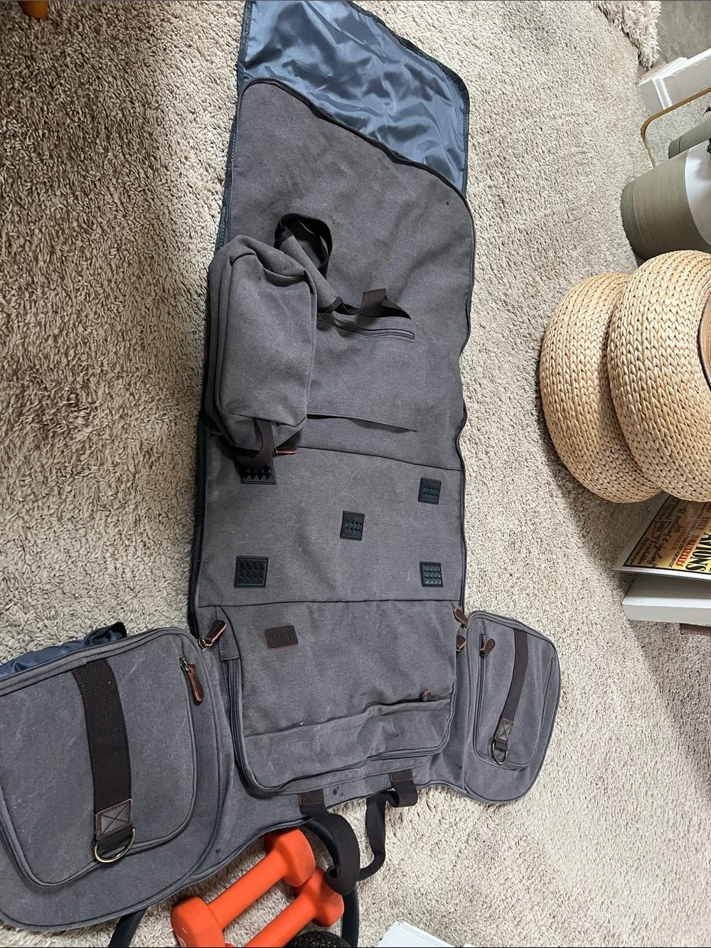Gray Canvas Weekender Duffel Bag - Unbranded